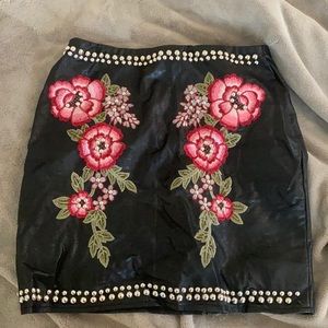 embellished leather skirt